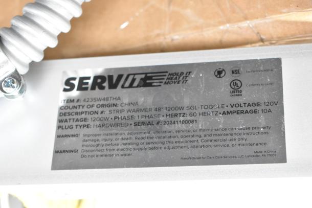 ServIt 423SW48THA 48" Strip Warmer, single toggle, 120V, 1 phase, 1200W, scratch and dent, serial #20241100081.