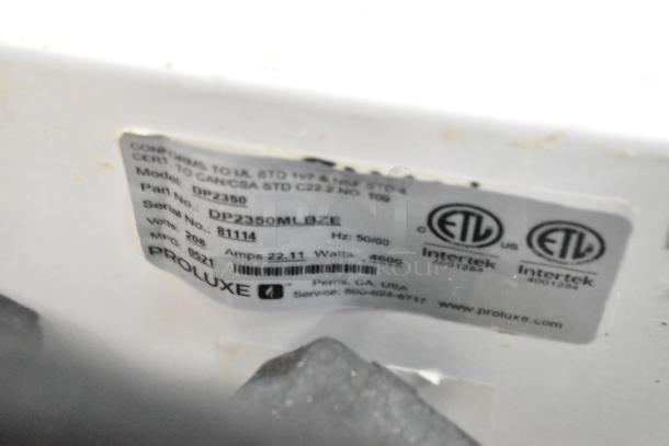 2021 Proluxe DP2350 Dough Press, 208V, 1 Phase, Serial No. 81114, ETL certified, excellent condition, part no. DP2350MLBZE.