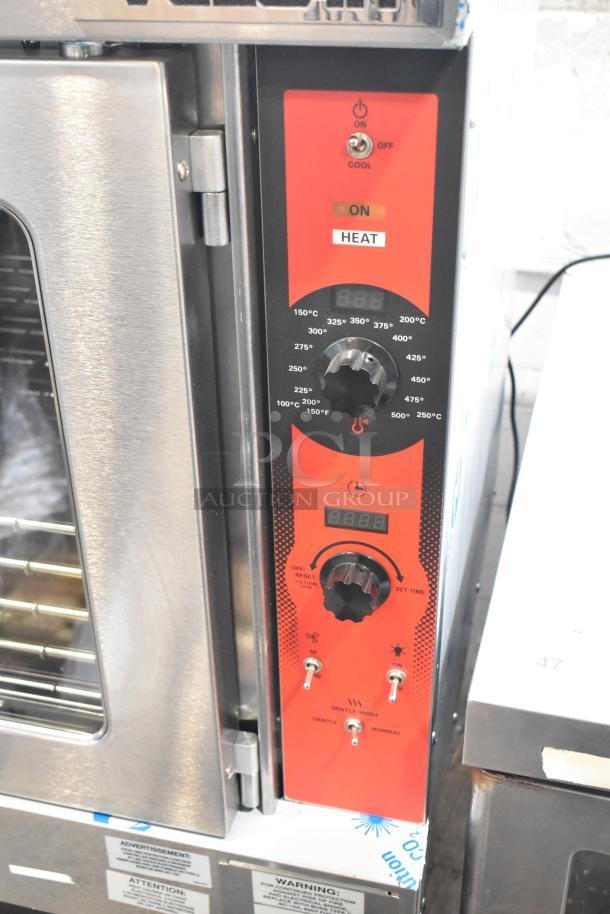 Brand new 2025 Vulcan VC5ED-11D1Z commercial electric convection oven with view-through doors, thermostatic controls, and metal legs.