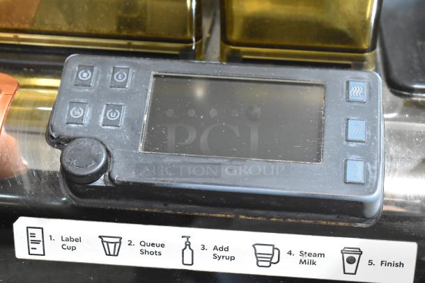 Thermoplan Mastrena espresso machine with digital control panel, function buttons, and instruction labels. Model in used condition.