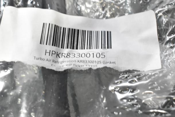 Clear plastic packaging with a label showing "HPKR83300105," indicating a Turbo Air Refrigeration KR83300105 Gasket. Brand new condition.