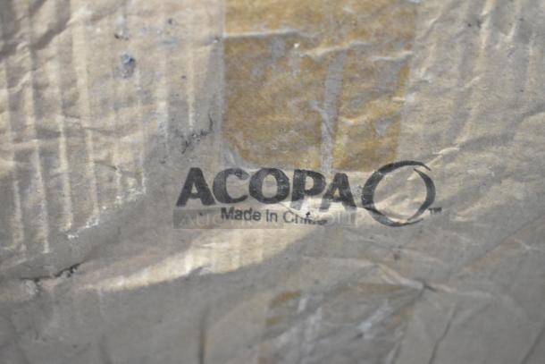 Acopa label "Made in China" on a packaging surface, indicating the brand's origin for bowls.