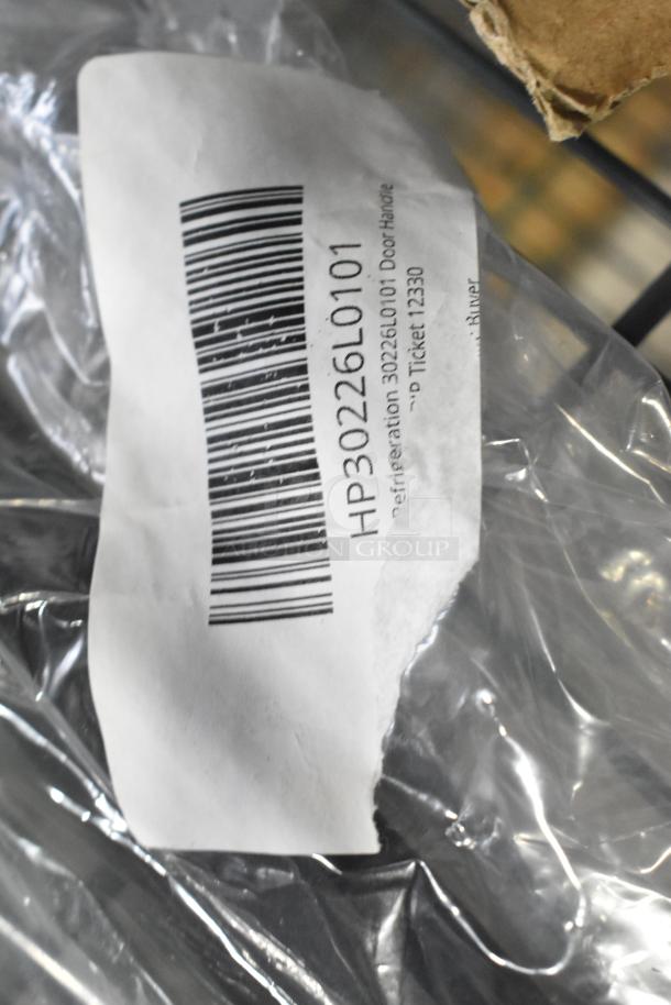 Barcode label HP30226L0101 for Turbo Air Refrigeration Door Handle visible on clear packaging. Brand new condition.