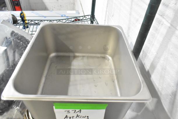 Stainless steel drop-in bin, model Winco SPTT6, new condition. Visible label reads "37A AyrKing."