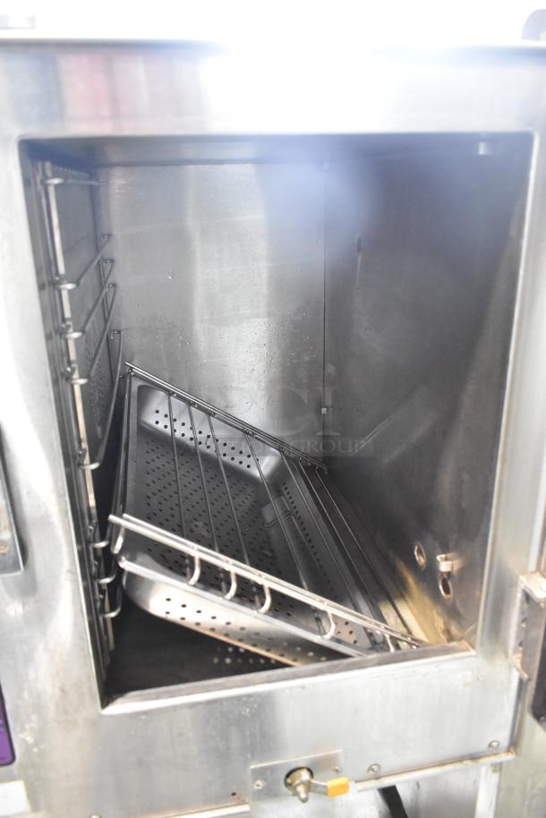 Groen XS-248-12-3 Intek Stainless Steel Tabletop Steamer. Connectionless design, 240V, 3 Phase, on equipment stand.