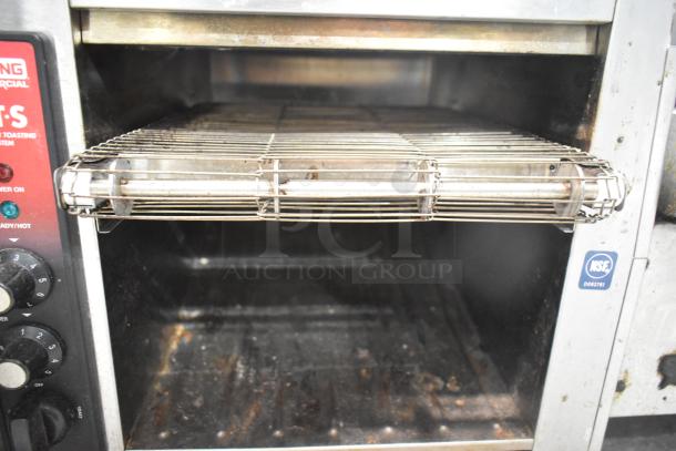 Waring CTS1000B countertop conveyor toaster oven, 208 volts, 1 phase. Visible controls, used condition, NSF certified.