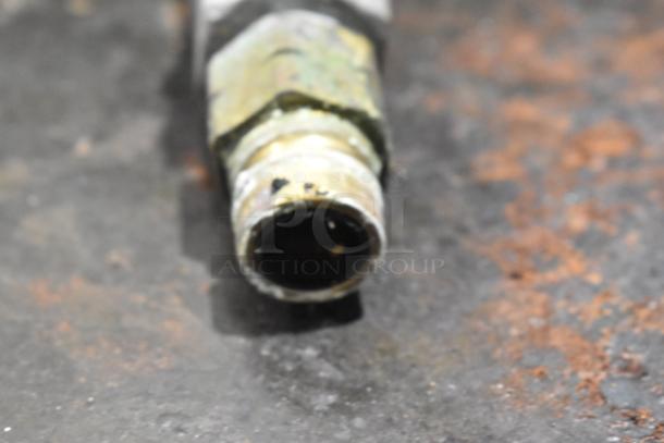 Star Commercial Countertop Gas Griddle, flat top, showing gas connection detail, used condition with surface wear.