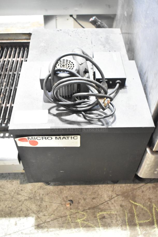 Micro Matic MMPP4301-EP commercial glycol chiller, 115 volts, 1 phase; features visible wiring and logo label; used condition.