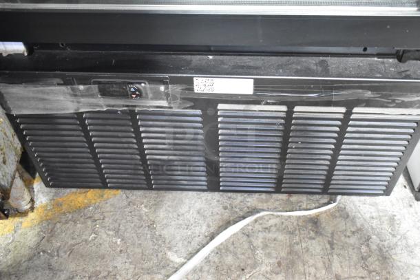 2019 Habco SE18 cooler, single door, black, commercial reach-in merchandiser, 115V, 1 phase, vented lower section, used.