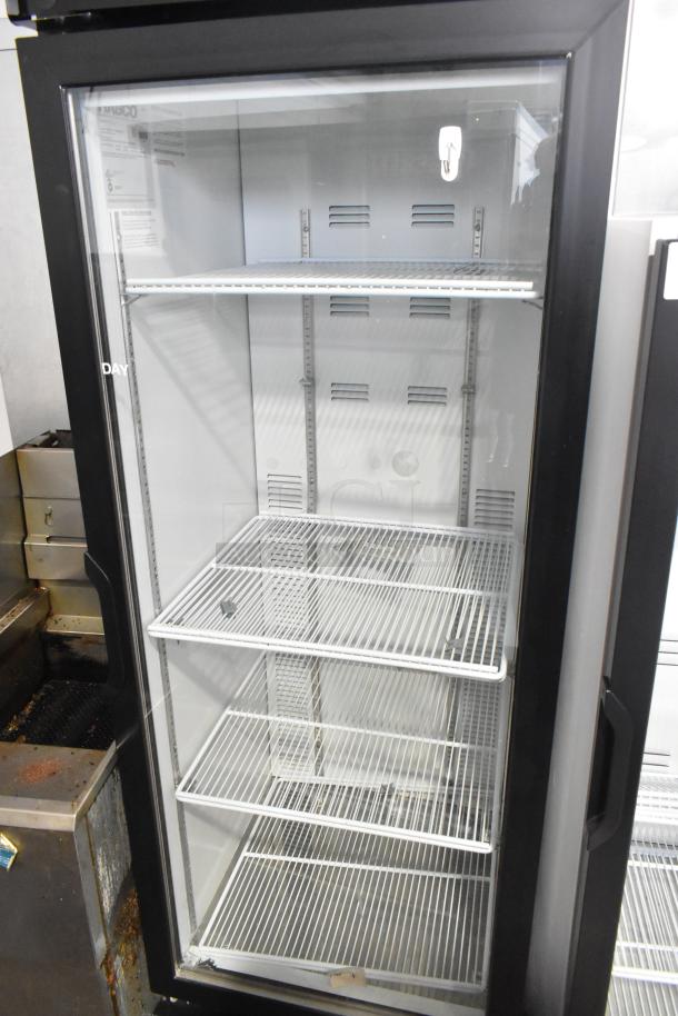 2019 Habco SE18 commercial single door reach-in cooler, with glass front, three shelves, 115 volts, 1 phase, excellent condition.
