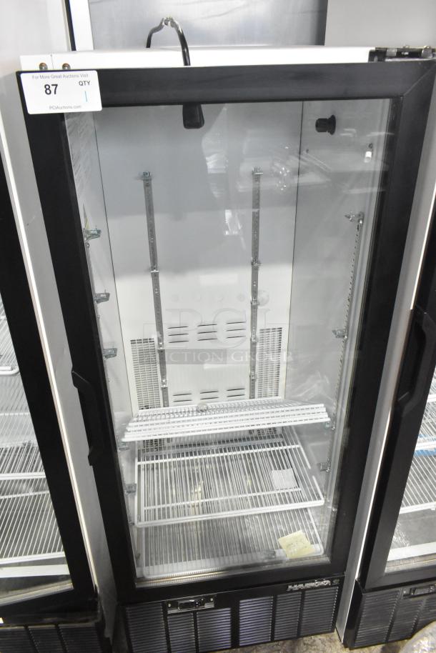 Habco SE12HC commercial single door reach-in cooler merchandiser, model SE12HC, 115 volts, 1 phase, glass door, with shelving.