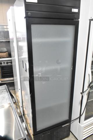 2019 Habco SE18HC Commercial Cooler, single door, reach-in, model SE18HC, 115V, 1 phase, visible wear on door.