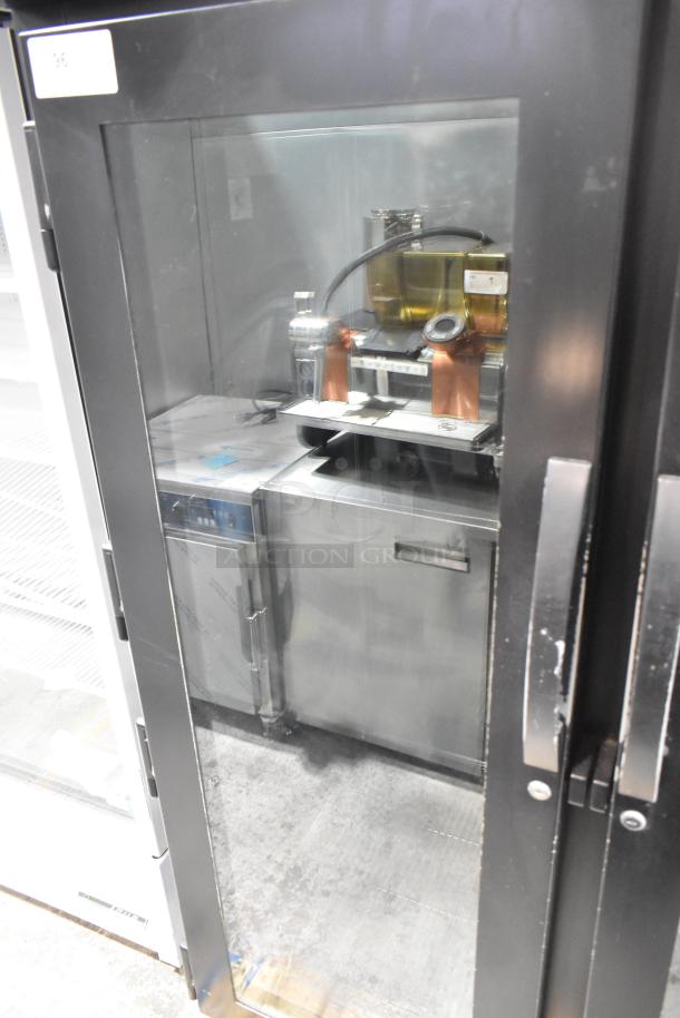 2017 True STG2RPTVLD-2G-2S-HC commercial 2-door cooler, glass doors, 115V, gently used condition.