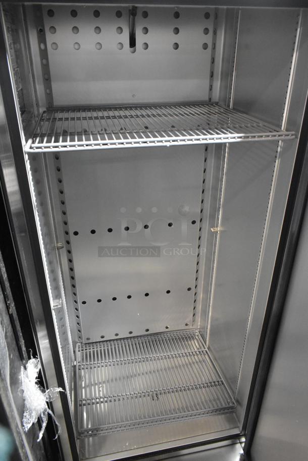 True T-19F-HC single door reach-in freezer, late model, stainless steel interior, two wire shelves, 115 volts, 1 phase.