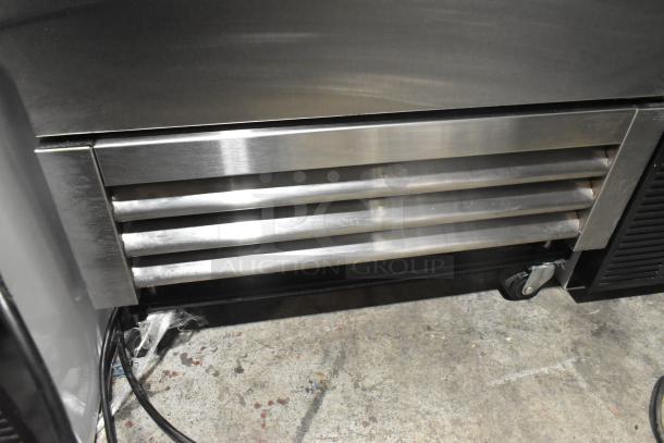 2022 True T-19F-HC Single Door Freezer, stainless steel, commercial casters, 115V, visible vent grille, excellent condition.