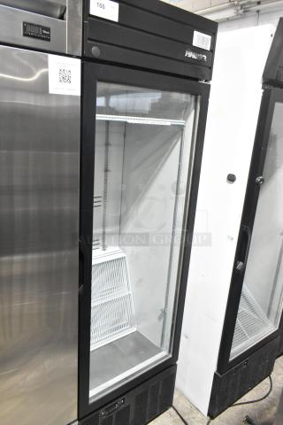 2019 Habco SE18 commercial single door cooler merchandiser, 115V, 1 phase, glass front, black trim, interior shelves, good condition.