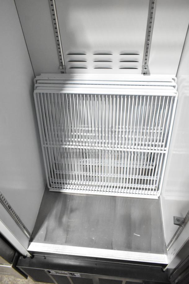 2019 Habco SE18 Commercial Single Door Cooler interior, includes multiple wire shelves, clean condition, 115V, 1 Phase.