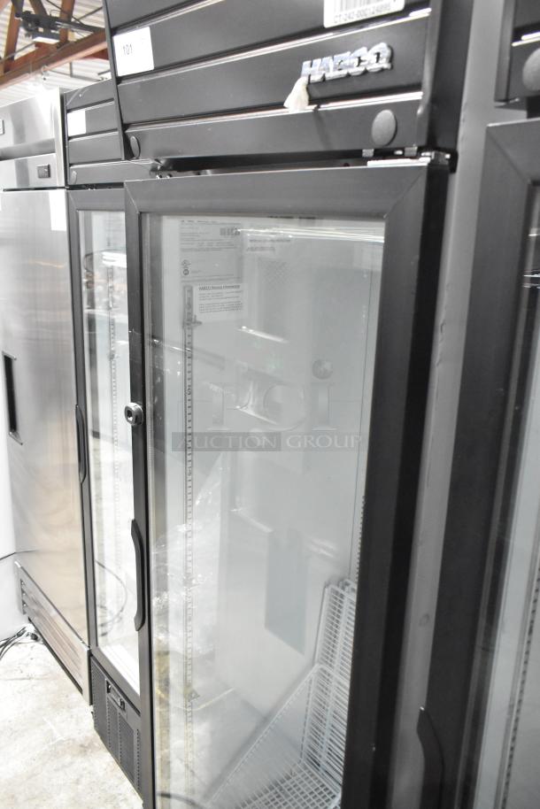 2019 Habco SE18 Commercial Single Door Cooler, 115 Volts, 1 Phase, glass front, black exterior, excellent condition.