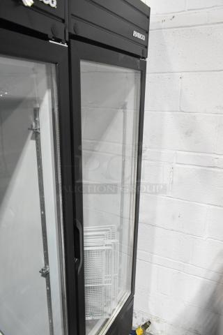 2019 Habco SE18 Commercial Single Door Reach-In Cooler, glass door, black frame. Model SE18, 115V, 1 Phase.