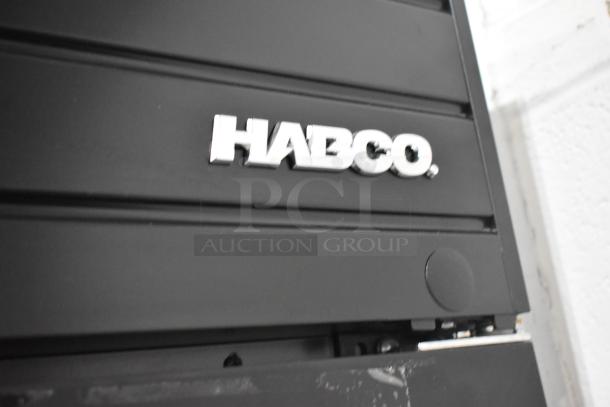 2019 Habco SE18 Single Door Cooler Merchandiser, black, logo detail shown. 115V, 1 Phase, good condition.