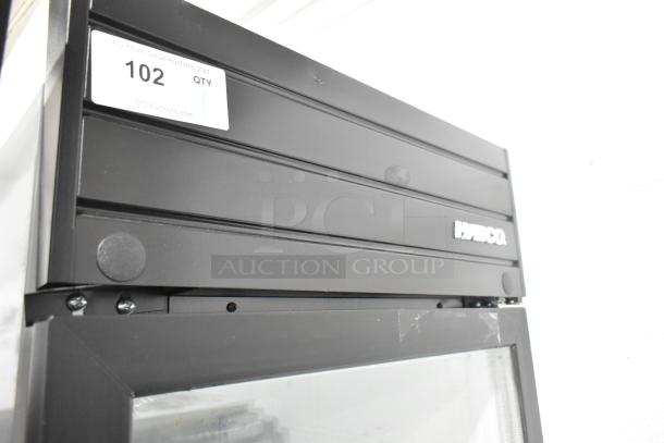 2019 Habco SE18 commercial single door reach-in cooler in black, features visible model tag and branding, in excellent condition.