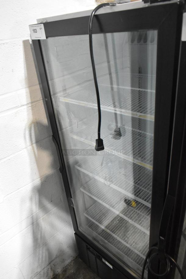 2019 Habco SE12 single door reach-in cooler, 115V, 1 phase, commercial use, with visible shelving, good condition.