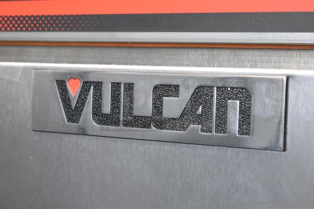 2023 Vulcan VBP15ES commercial heated holding cabinet, stainless steel exterior, Vulcan logo, on commercial casters.
