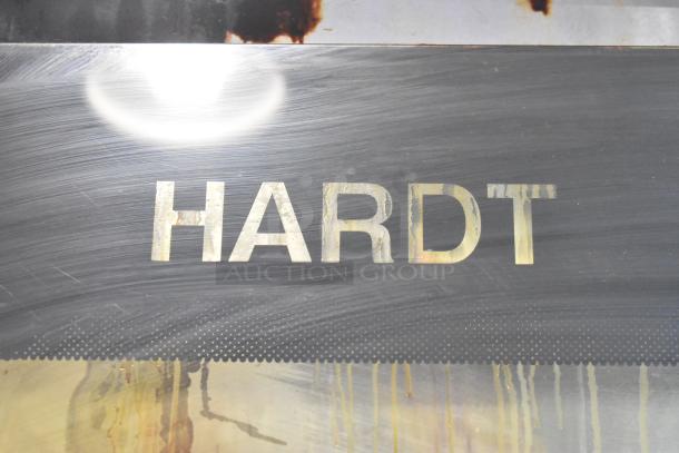 Hardt Inferno 4500 commercial rotisserie oven panel with brand name. Capable of cooking 40 birds. Natural gas powered.