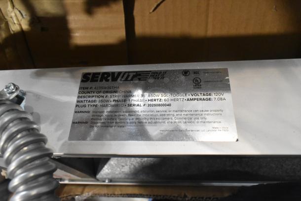 2025 ServIt 423SW36THA 36" Strip Warmer, new with minor scratches, single toggle control, 120V, 1 phase, serial #20250800040.