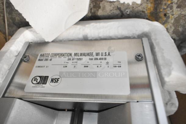 Hatco GRA-48 Glo-Ray Infrared Warmer, model label shown, 48", single, 120V, 1 Phase. UL and NSF certified.
