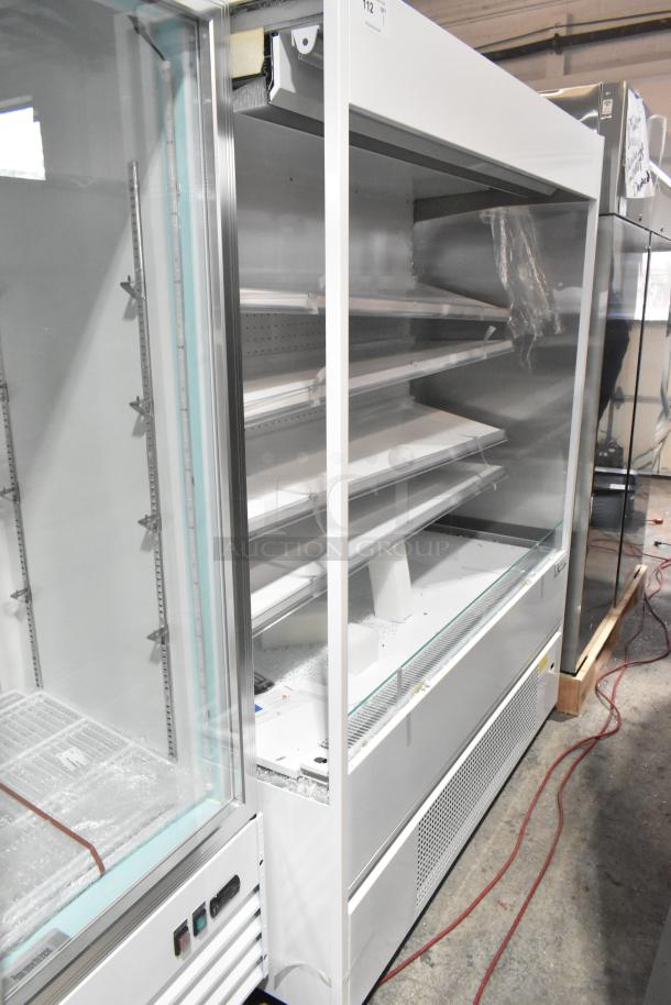 Avantco commercial open grab n go merchandiser, brand new condition, features multiple shelves, visible minor scratches and dents.