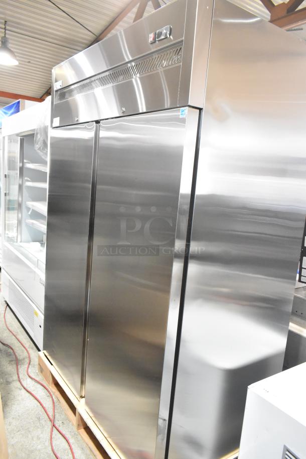 Brand new Avantco 178Z2RHC commercial 2-door reach-in cooler, stainless steel, scratch and dent, 115V, 1 phase.
