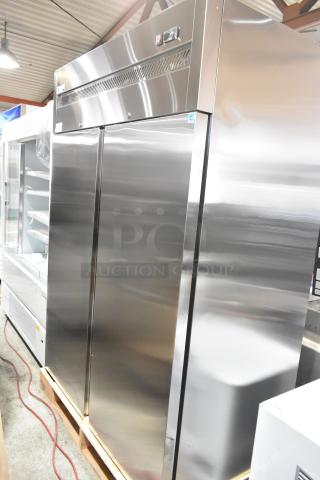 Brand new Avantco 178Z2RHC commercial 2-door reach-in cooler, stainless steel, scratch and dent, 115V, 1 phase.