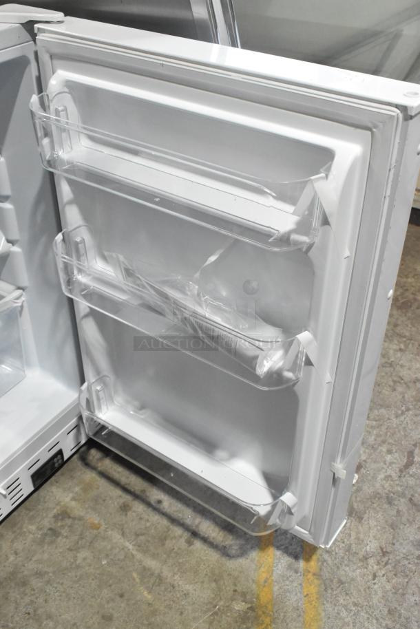 Summit ALR46W Mini Cooler, open door view, shows interior shelves. Model features energy-efficient 115V, 1 Phase.