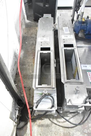 Hardt GR-124 heated grease reservoir for rotisserie ovens; 120V, 1 Phase; metal build; visible tags show item numbers 117, 118.