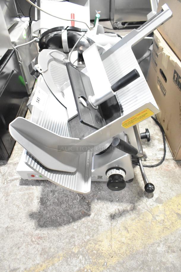 Bizerba GSP H commercial meat slicer, countertop model, 120 volts, 1 phase, excellent condition, features adjustable thickness knob.