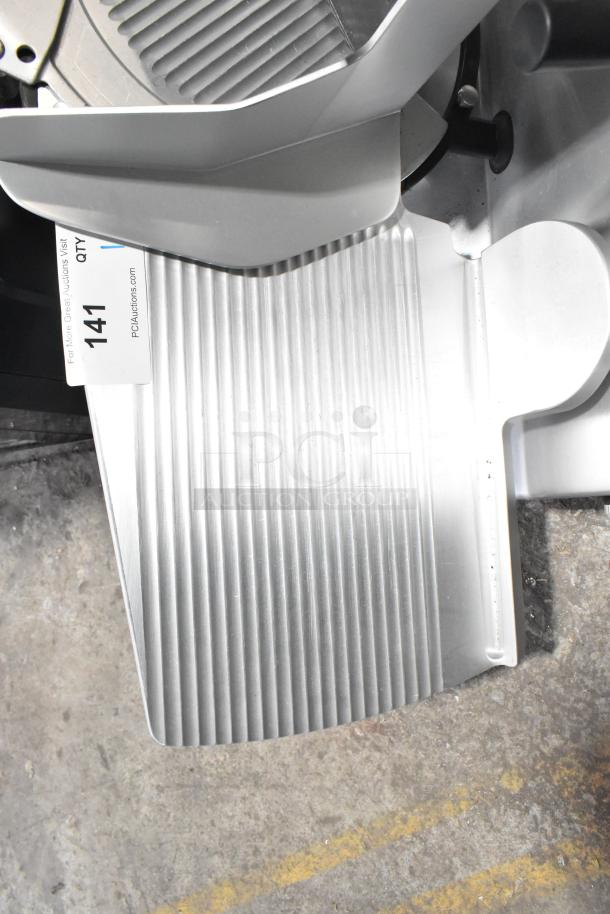 Bizerba GSP H meat slicer, commercial countertop model, 120V, 1 phase, includes visible auction tag, used condition.