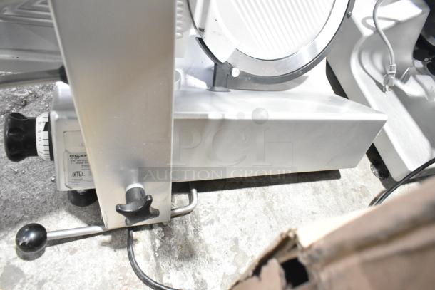 Bizerba GSP H Commercial Meat Slicer, 120V, 1 Phase, in good condition, features precise thickness dial and ETL label.