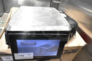 2017 Hobart HTi-7LH26 commercial countertop scale, tested and working, 120/208-240V, shows wear, screen with Hobart logo.