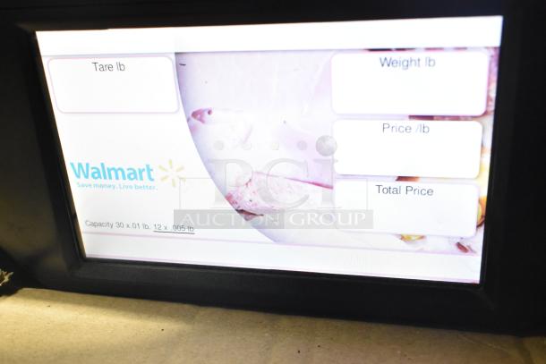 2017 Hobart HTi-7LH26 commercial scale, tested and working; digital display shows "Walmart" branding and weight details.