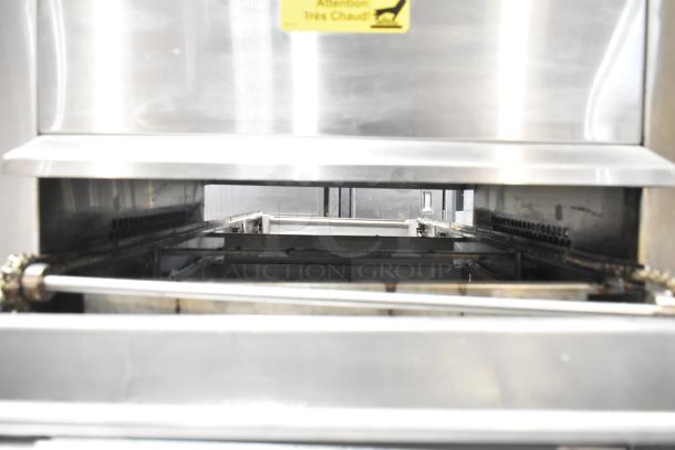 Belshaw Adamatic TG-50 stainless steel thermoglazing station, commercial floor model on casters, 208V, 1 Phase.