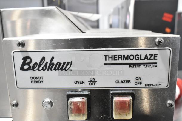 Belshaw Adamatic TG-50 Thermoglazing Station, stainless steel, floor style, with commercial casters, 208V, 1 phase, patent 7,137,334.