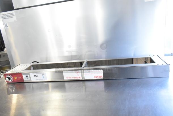 Brand new Avantco 177SW36INCPA 36-inch strip warmer, visible scratches and dents, adjustable control, 120V, 1 phase.
