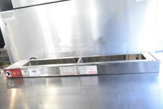 Brand new Avantco 177SW36INCPA 36-inch strip warmer, visible scratches and dents, adjustable control, 120V, 1 phase.