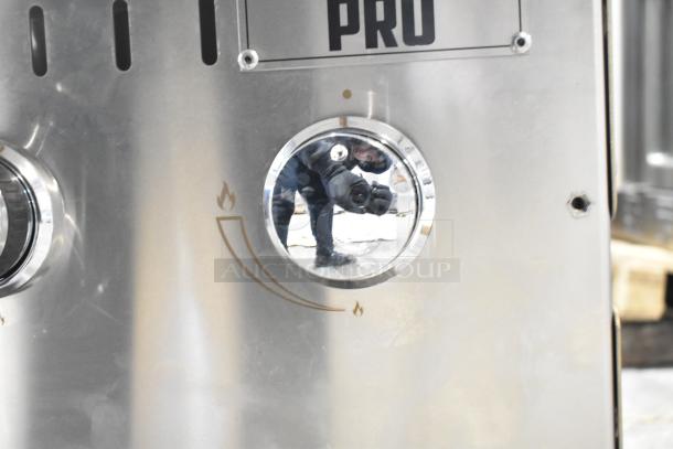 Brand new 2024 Backyard Pro 554LPG36, 36" stainless steel liquid propane grill, scratch and dent condition, with control knobs.