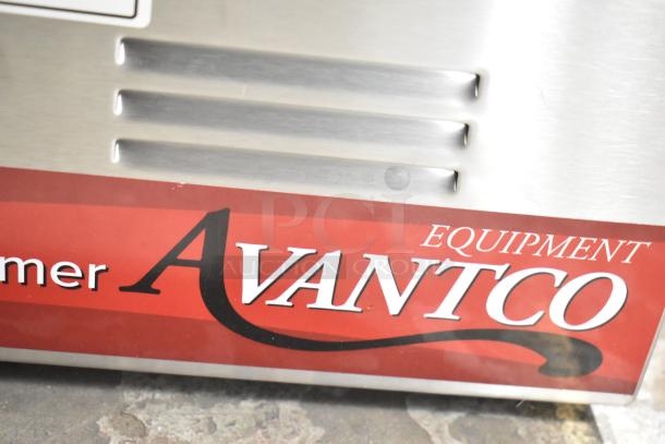 Brand new Avantco 177W50CKR electric food warmer; scratch and dent; 12"x20"; 120V, 1-phase; red Avantco label visible.