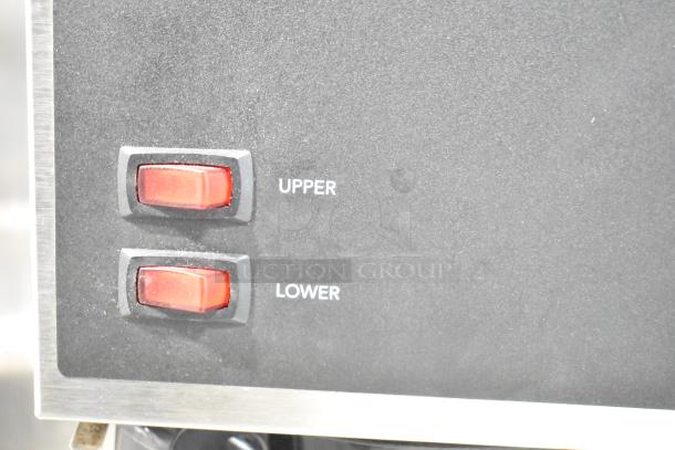 Bunn VPR Coffee Brewer switches detail with "UPPER" and "LOWER" labels. Black finish, part of 12-cup pourover model. 