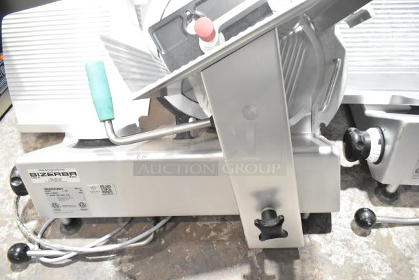 2020 Bizerba GSP H commercial countertop meat slicer, 120 volts, 1 phase, excellent condition, clear labeling visible.