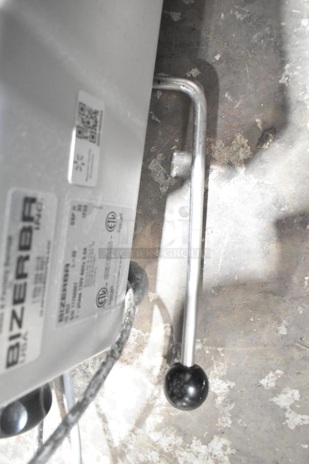 2020 Bizerba GSP H Commercial Meat Slicer, 120V, 1 Phase. Features labels indicating model and electrical details.