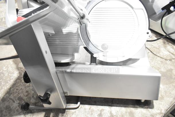 2016 Bizerba GSP H Commercial Meat Slicer, silver finish, 120V, 1 phase, excellent condition, visible control knobs.